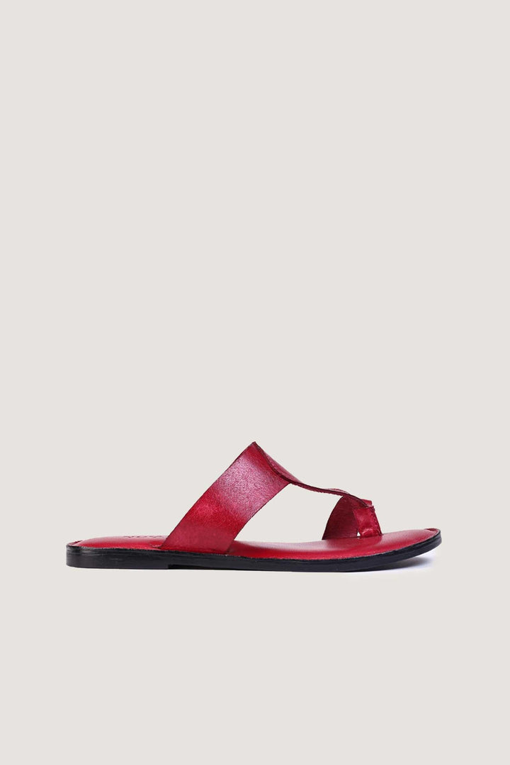 Novado - Kolhapuri Slippers with Toe Loop - Red Cherry