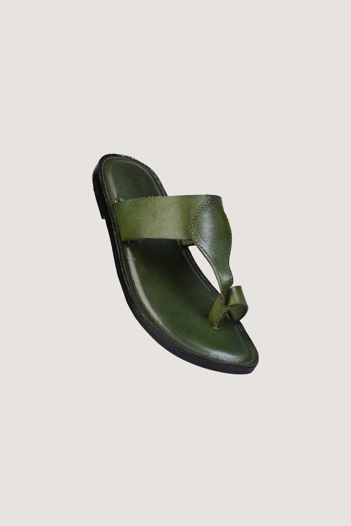 Novado - Kolhapuri Slippers with Toe Loop - Green