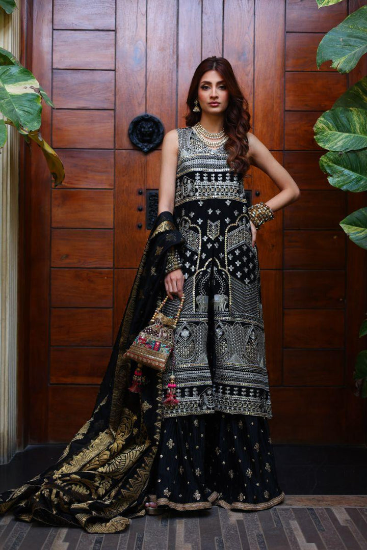 Huma Adnan - Lema - Chiffon - Black - 3 Piece