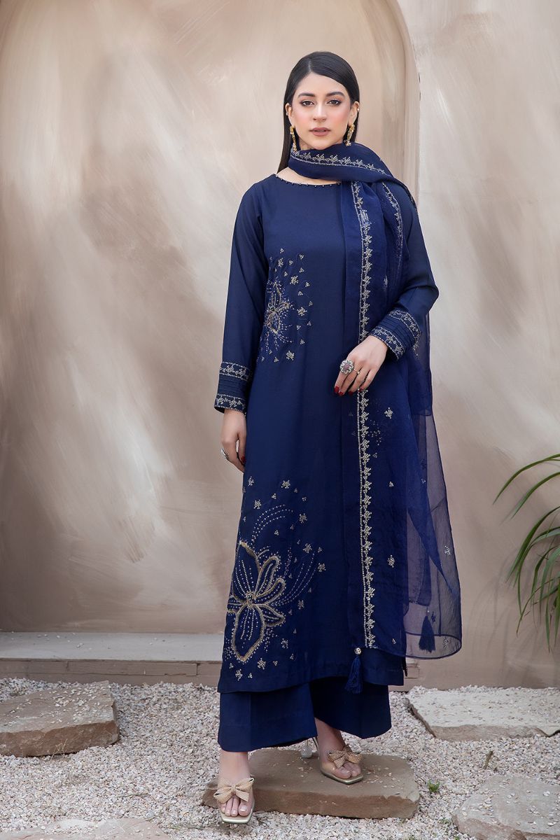 La Rossa - LF2-05 Blue Georgette - 3 Piece