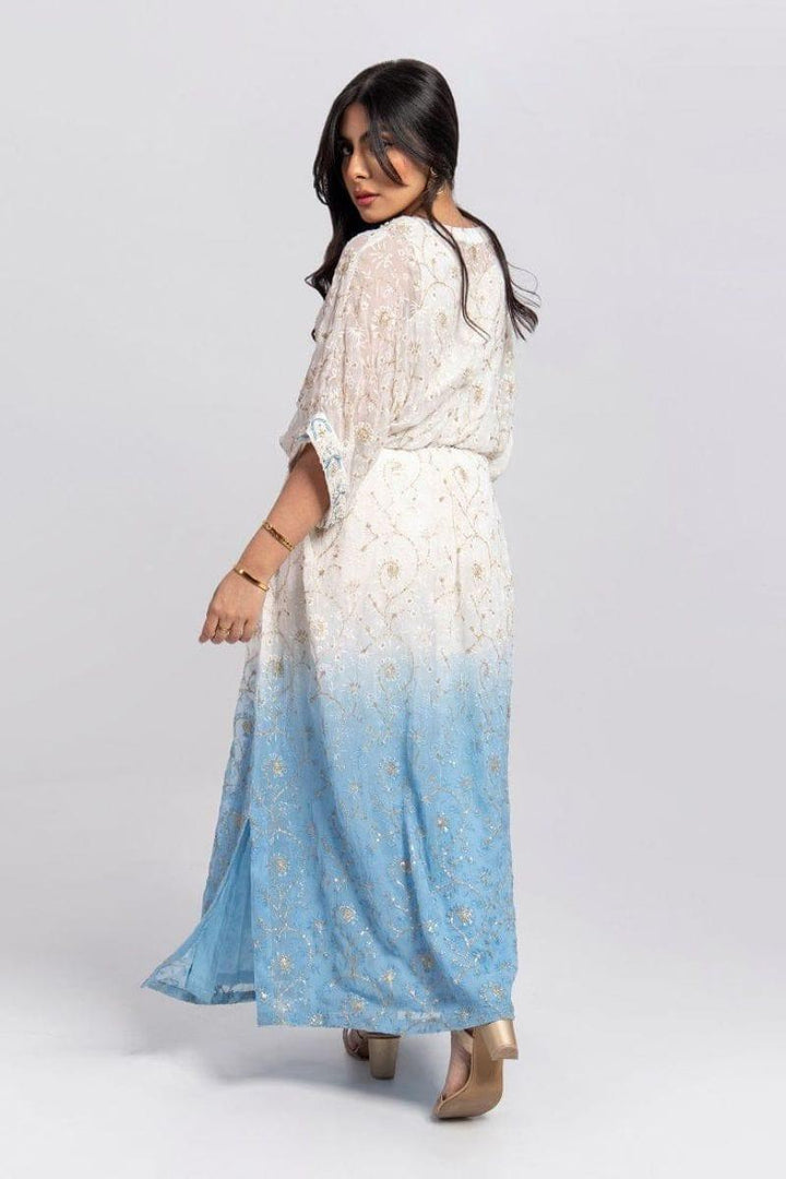 Aisha Fatema - Aqua Soiree - Kaftaan Embroidered Chiffon - 2 Piece - Studio by TCS