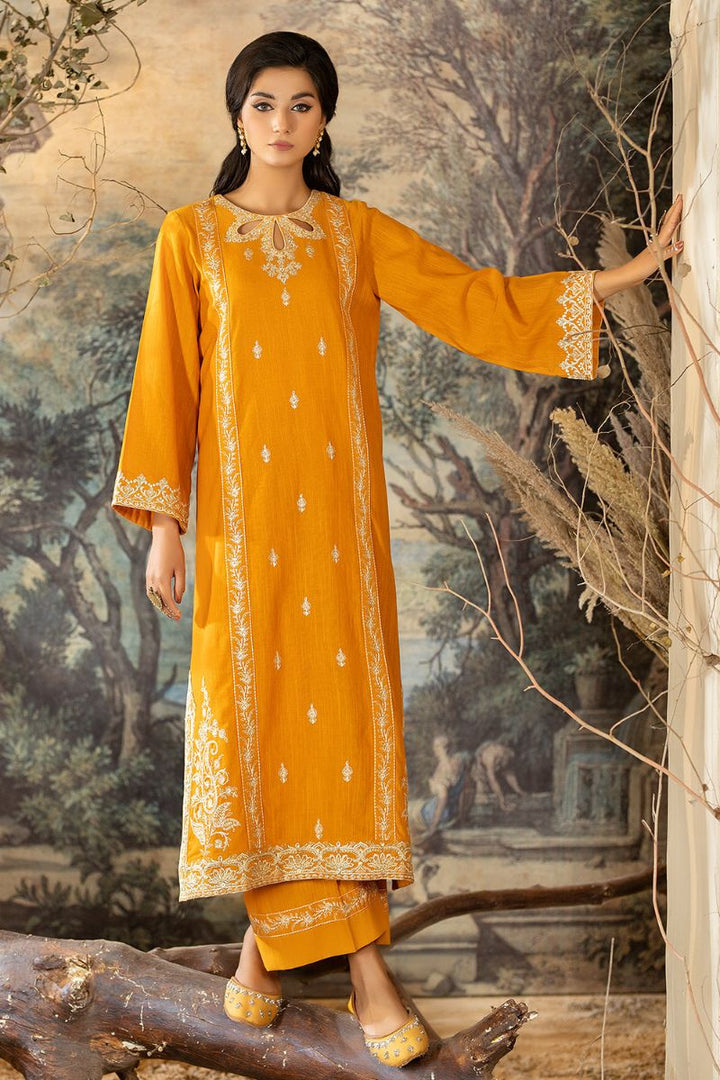 La Rosaa - LW2-06 Mustard Embroidered Khaddar - 2 Piece