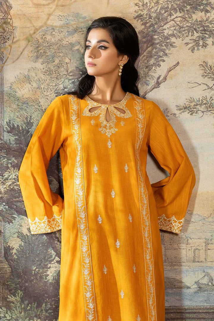 La Rosaa - LW2-06 Mustard Embroidered Khaddar - 2 Piece