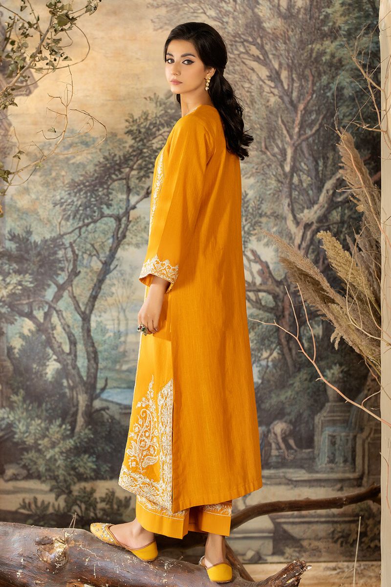 La Rosaa - LW2-06 Mustard Embroidered Khaddar - 2 Piece