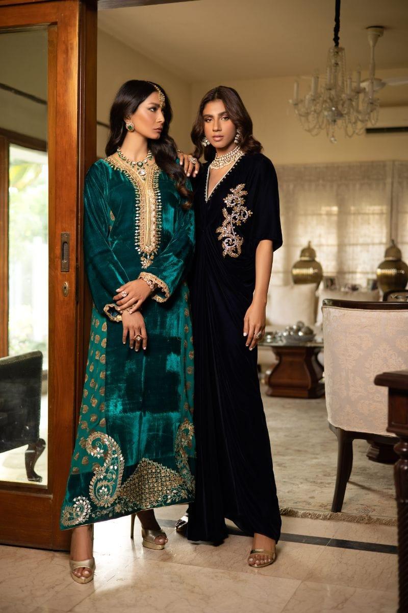 Shehrnaz - SHK-1234 - Laila - Emerald green - Velvet - 3 Piece - Studio by TCS