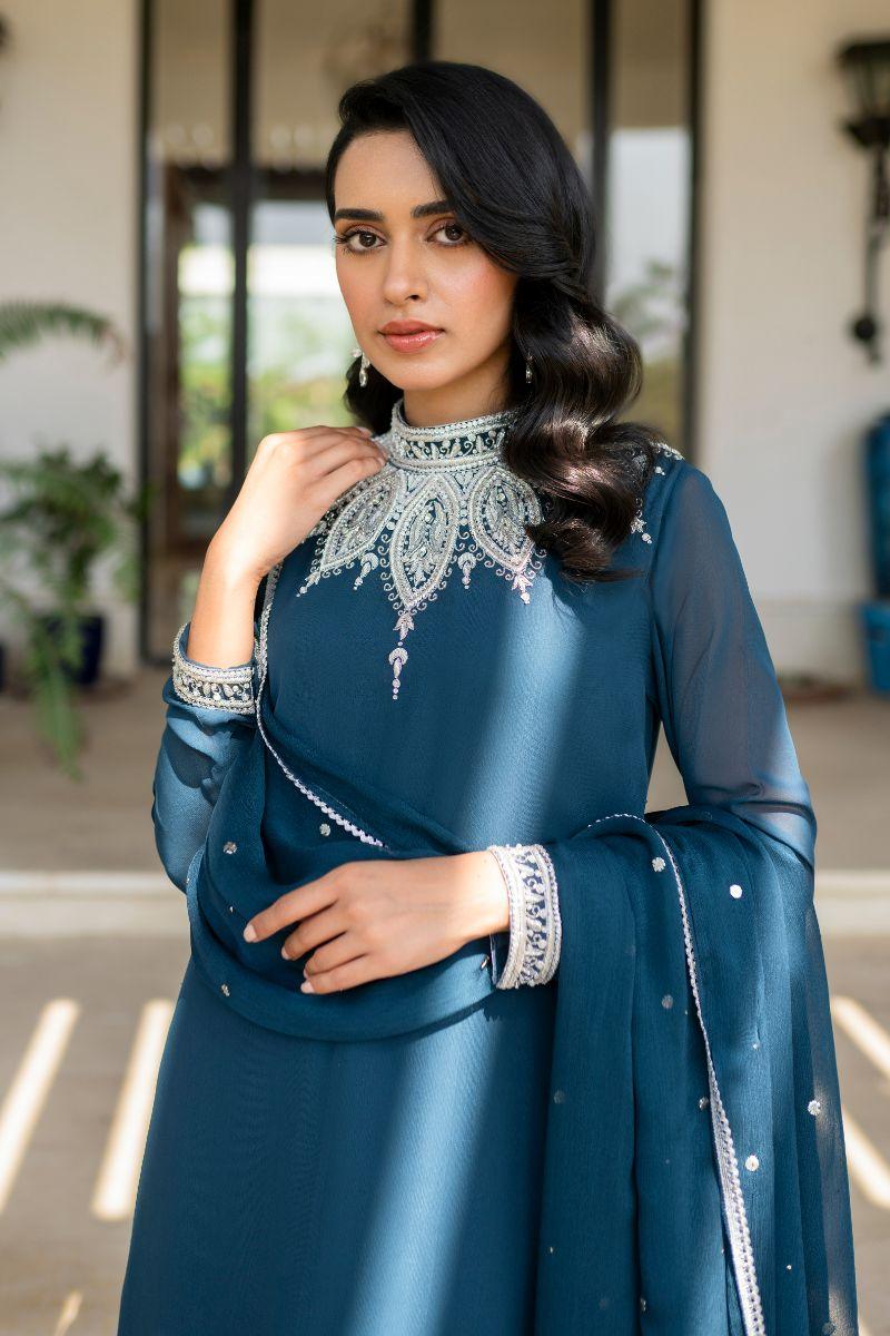 Natasha Kamal - Lapis - teal - Georgette lined with crepe de chin - 3 Piece