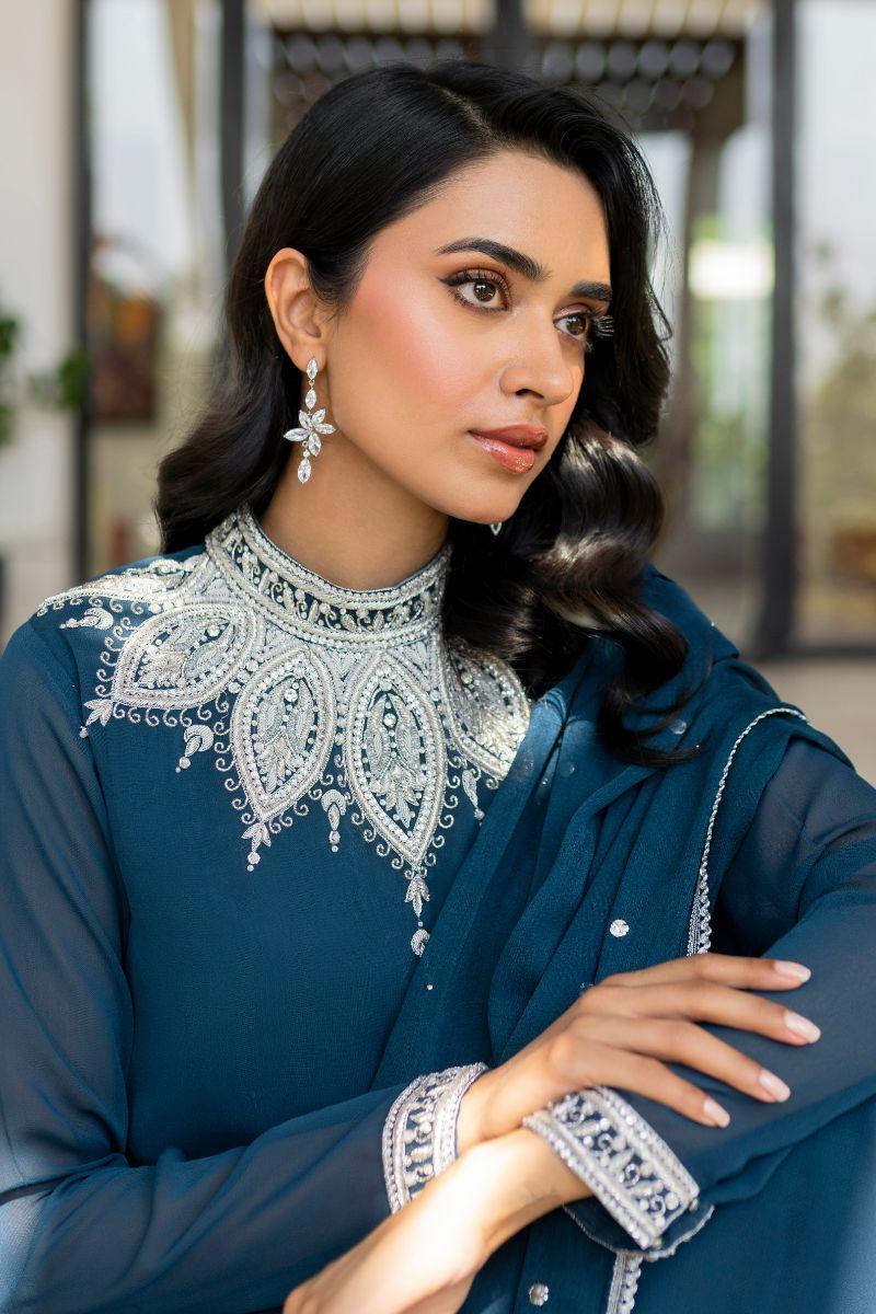 Natasha Kamal - Lapis - teal - Georgette lined with crepe de chin - 3 Piece