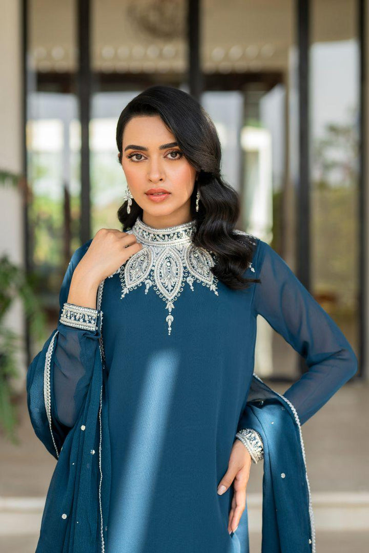 Natasha Kamal - Lapis - teal - Georgette lined with crepe de chin - 3 Piece