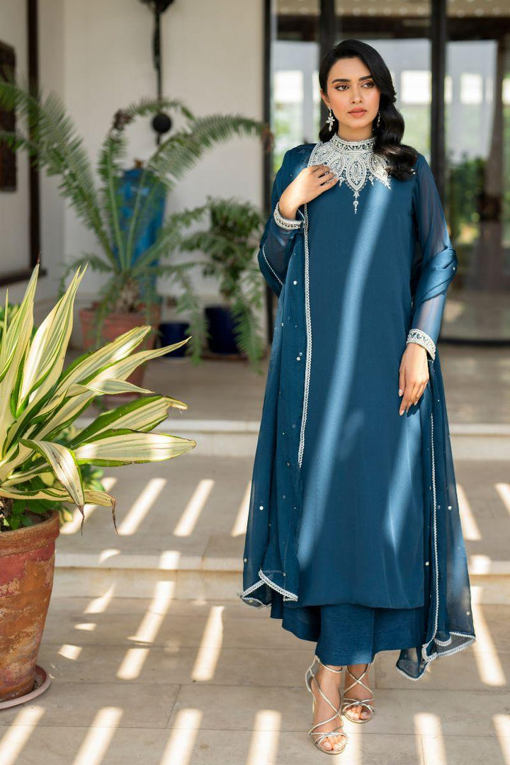 Natasha Kamal - Lapis - teal - Georgette lined with crepe de chin - 3 Piece