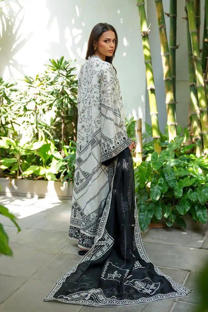 Sania Maskatiya - Leyla - Khaddi Silk, Organza - Ivory - Shirt & Dupatta - 2 Piece