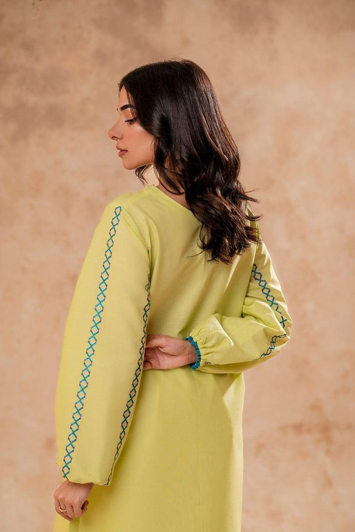 Fozia Khalid - Lime Green Tunic with Trouser - Cotton - 2 Piece - Studio by TCS