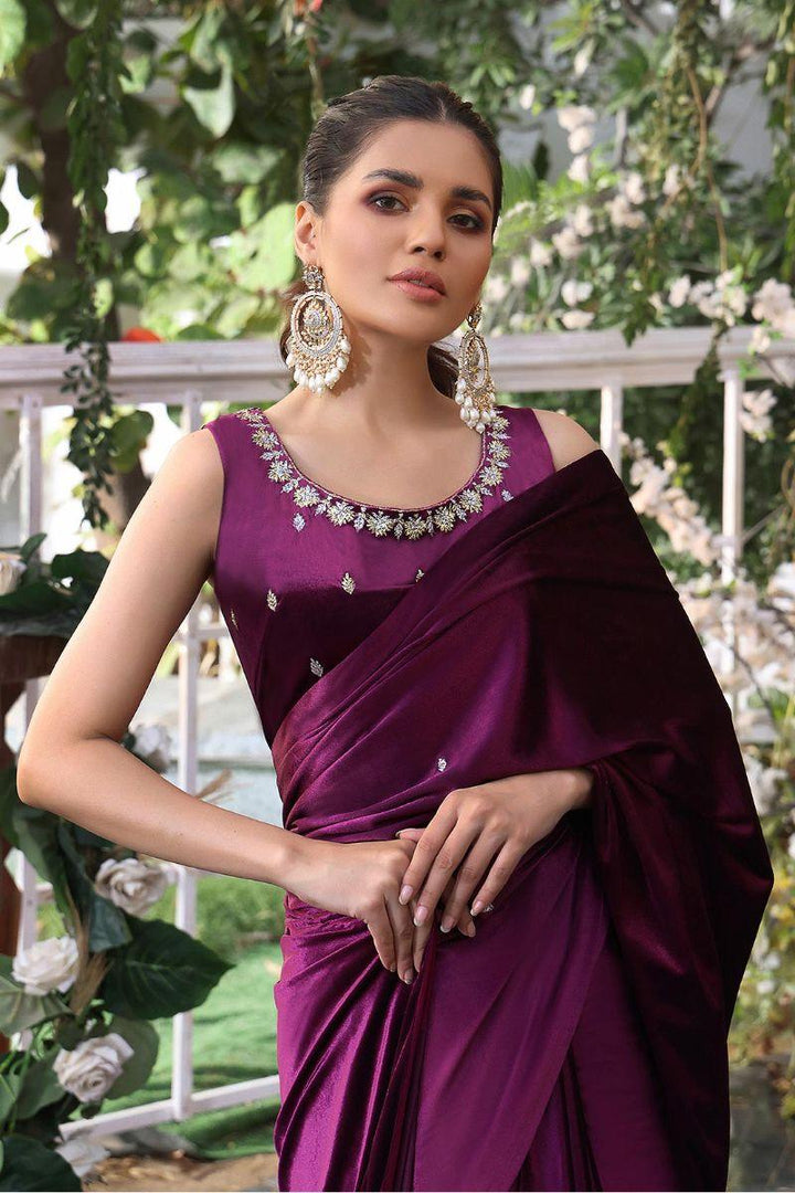 Sanas - Lorex Boti Embroidered Velvet Luxury Saree - ZEENAT - SR202215 - Studio by TCS