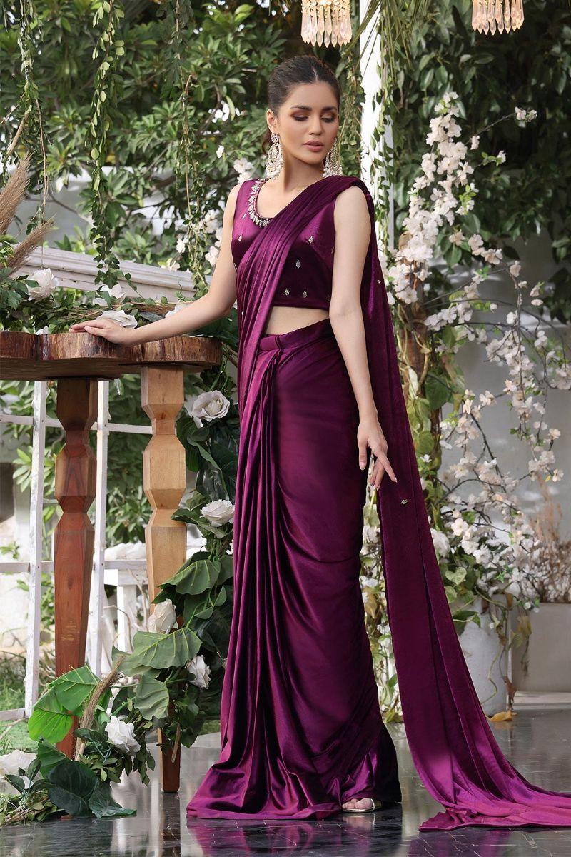 Sanas - Lorex Boti Embroidered Velvet Luxury Saree - ZEENAT - SR202215 - Studio by TCS