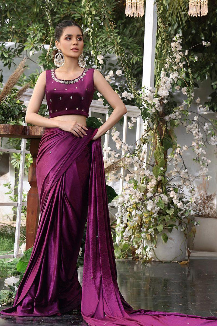 Sanas - Lorex Boti Embroidered Velvet Luxury Saree - ZEENAT - SR202215 - Studio by TCS