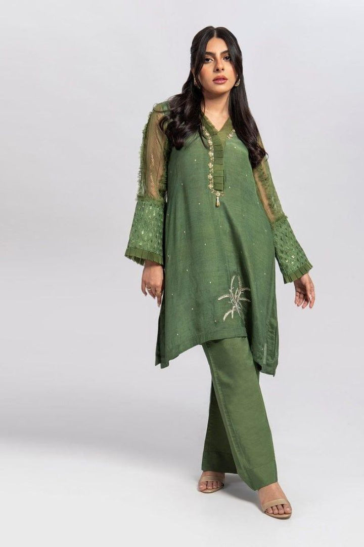 Aisha Fatema - Sage - Gorgeous Green - Floral Embroidered - 2 Piece