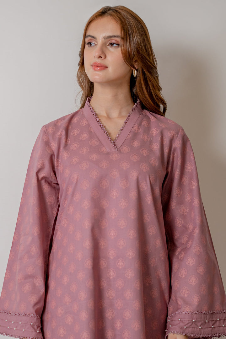 Ego - Tiny Motifs 2 piece - Tea Pink - Cotton - Straight Cut - Hand Screen Print