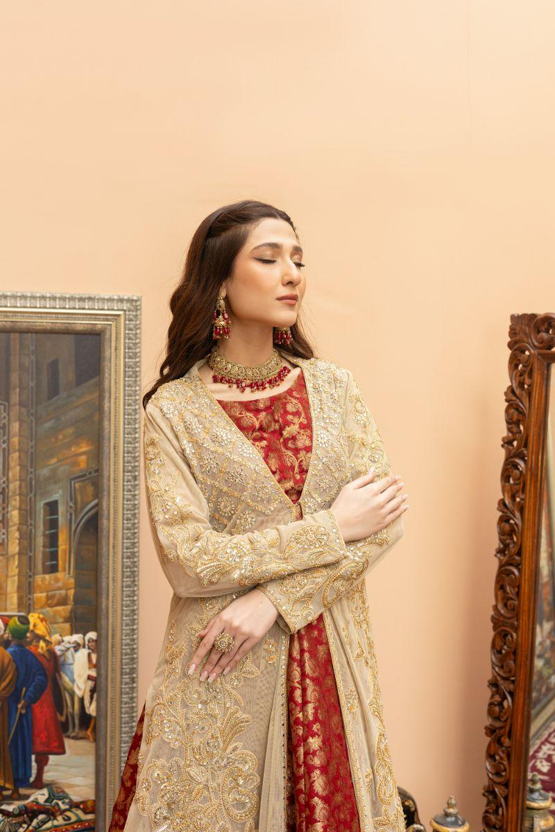 Khayal by Shaista Hasan - Golden Luxe Affair - Sili Net & Jamawar - 3 Piece