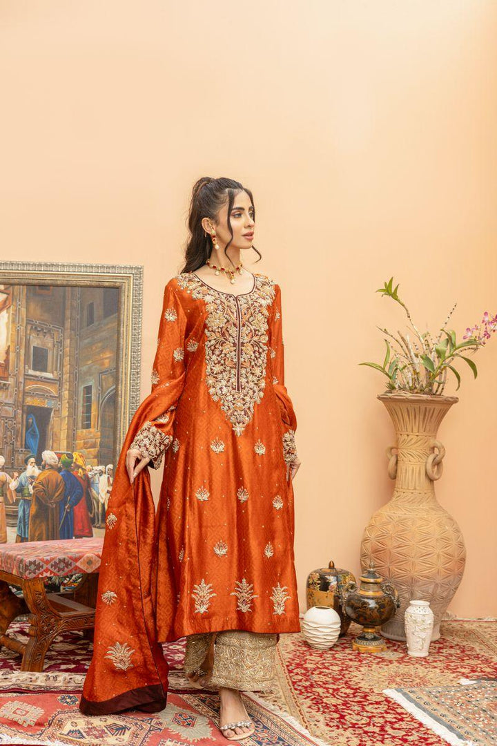 Khayal by Shaista Hasan - Sunset soire - Silk Net  - 3 Piece