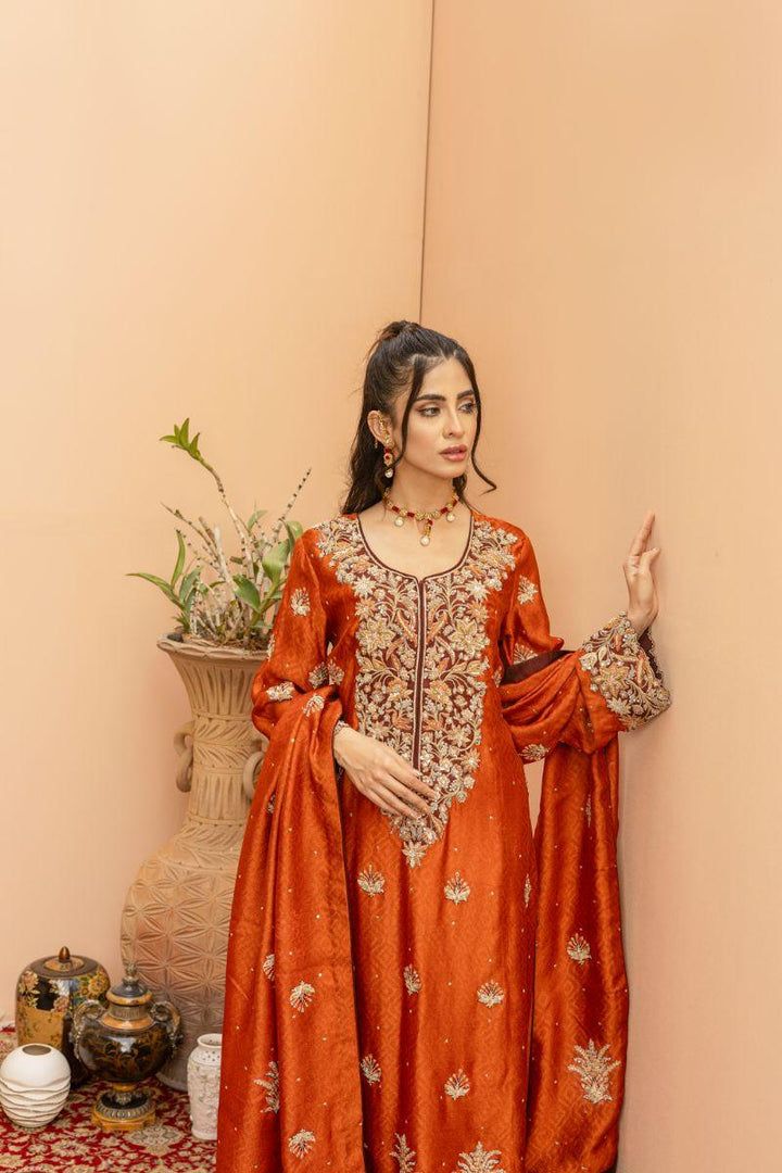 Khayal by Shaista Hasan - Sunset soire - Silk Net  - 3 Piece