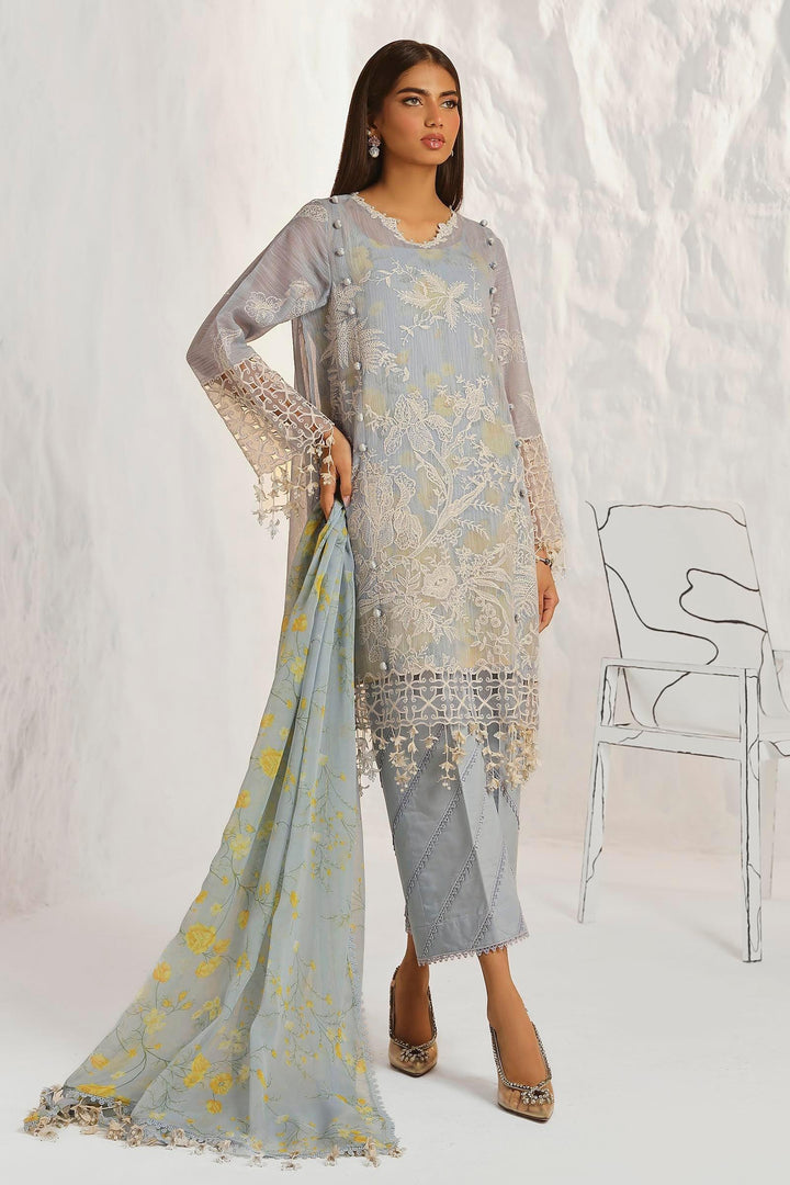 Sana Safinaz - M242-016A-CJ - Lawn-BLUE - 3 Piece - Unstitch