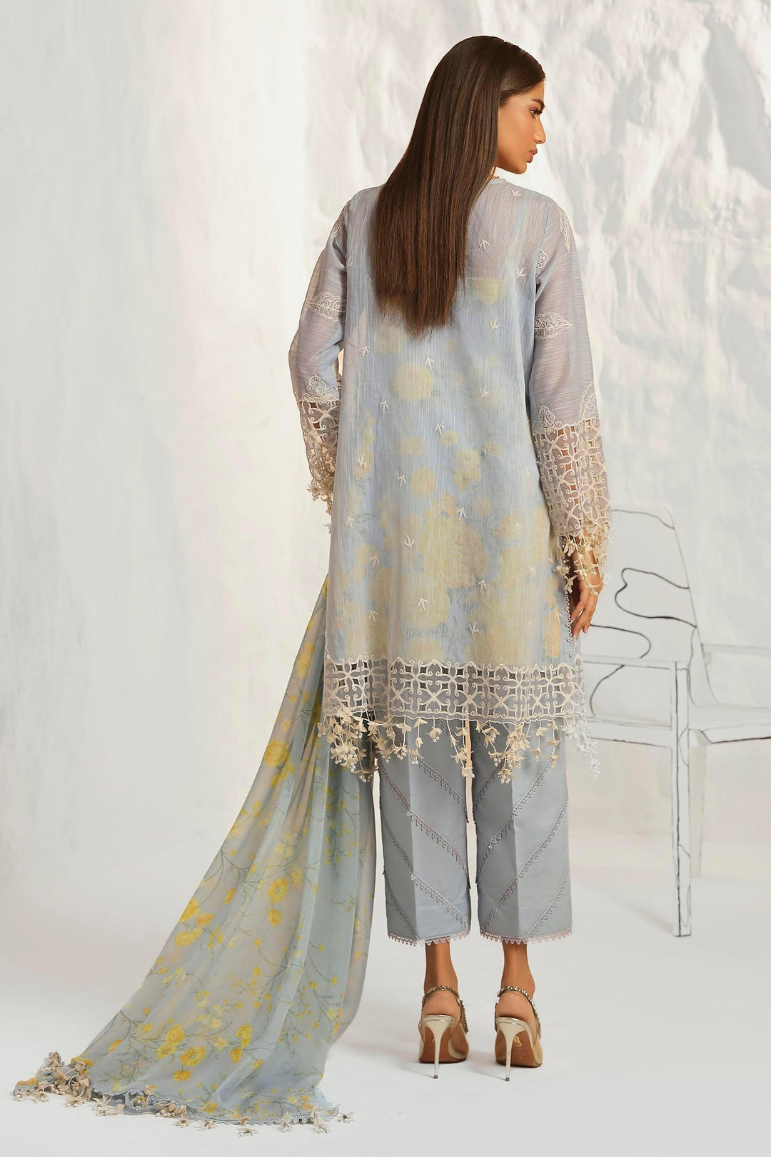 Sana Safinaz - M242-016A-CJ - Lawn-BLUE - 3 Piece - Unstitch