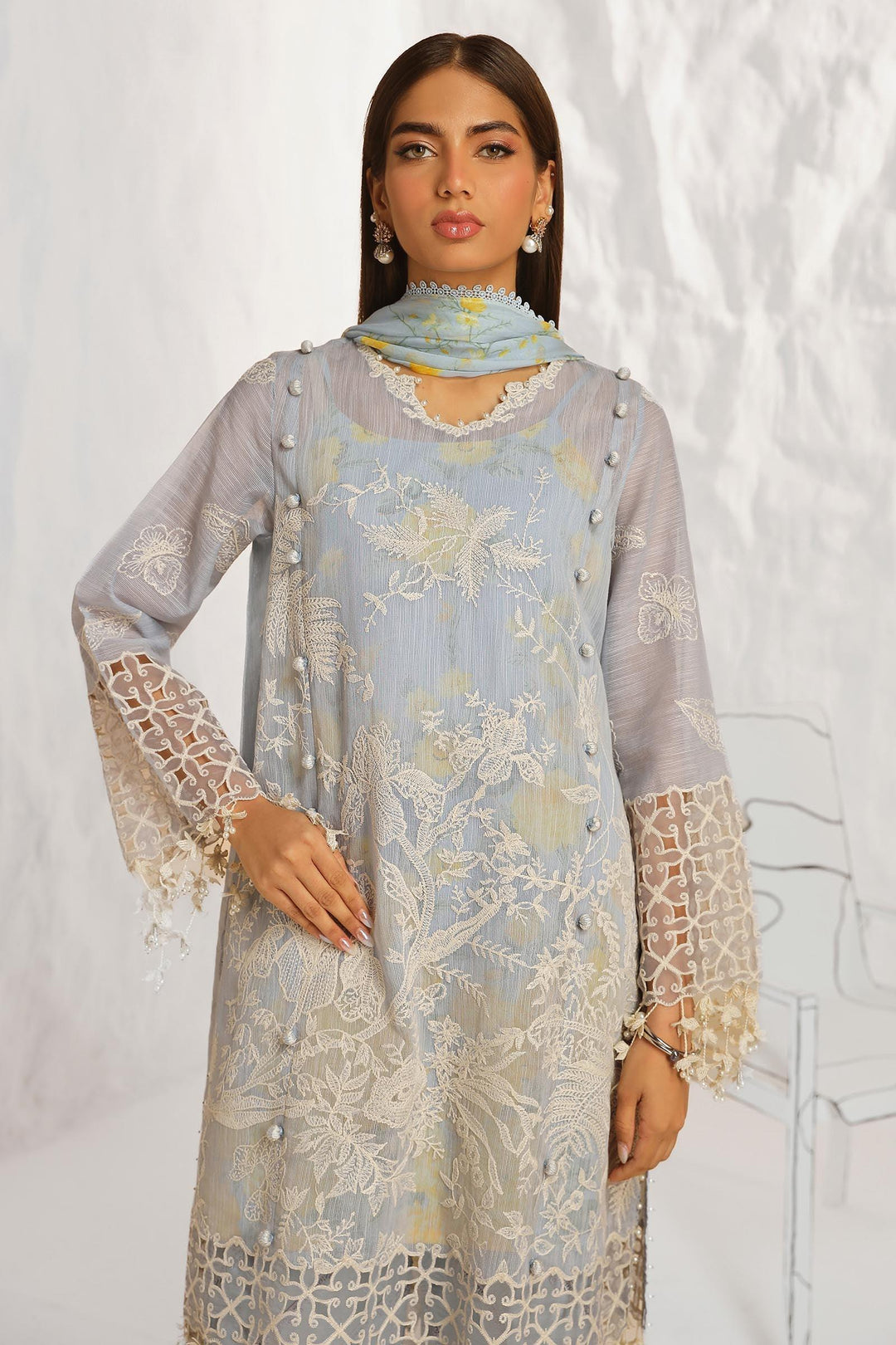 Sana Safinaz - M242-016A-CJ - Lawn-BLUE - 3 Piece - Unstitch