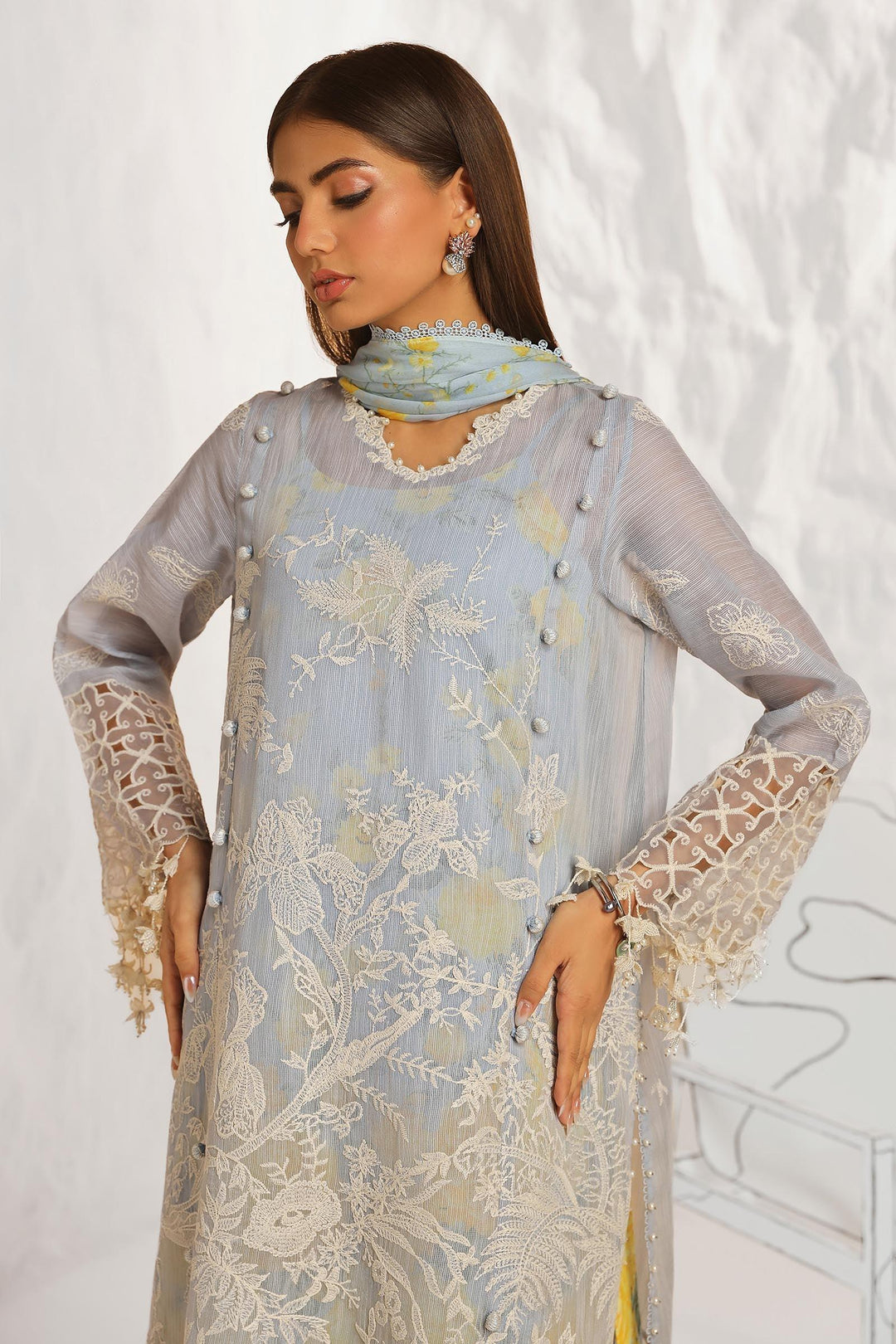 Sana Safinaz - M242-016A-CJ - Lawn-BLUE - 3 Piece - Unstitch