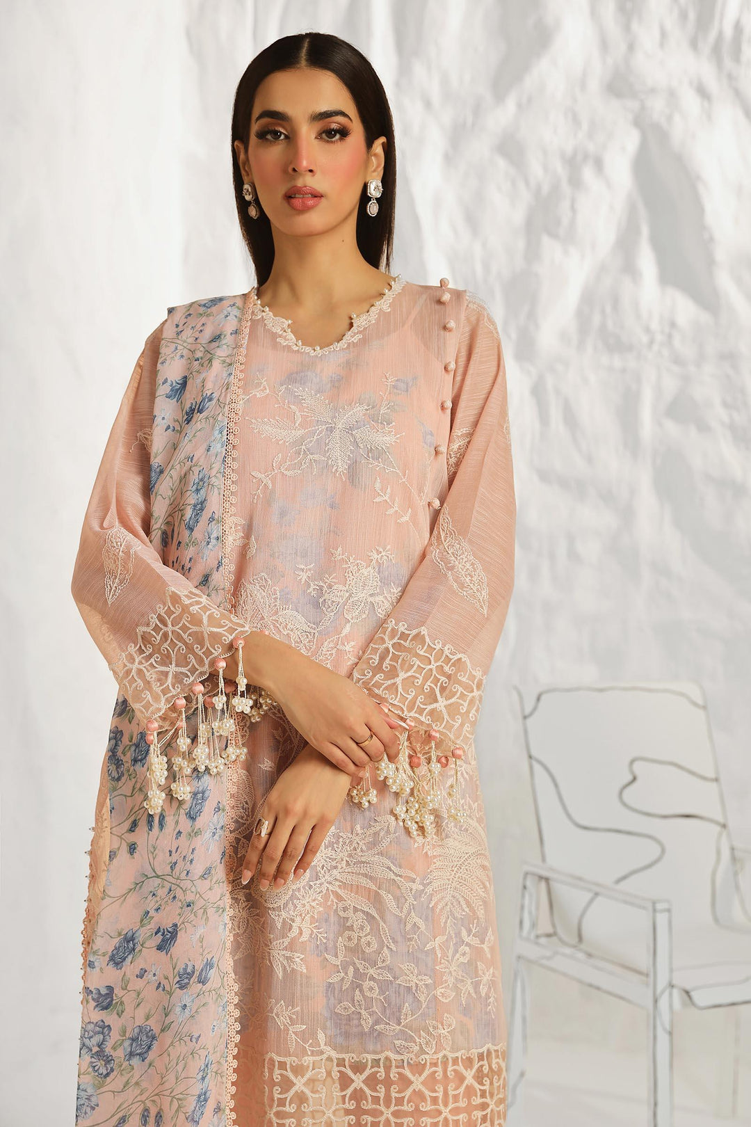 Sana Safinaz - M242-016B-CJ - Lawn-PINK - 3 Piece - Unstitch