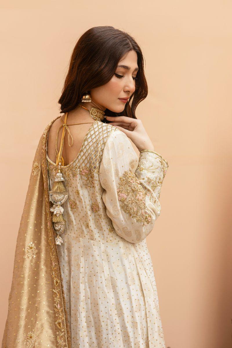 Khayal by Shaista Hasan - Sun kissed Ivory - Cotton Net & Silk Net