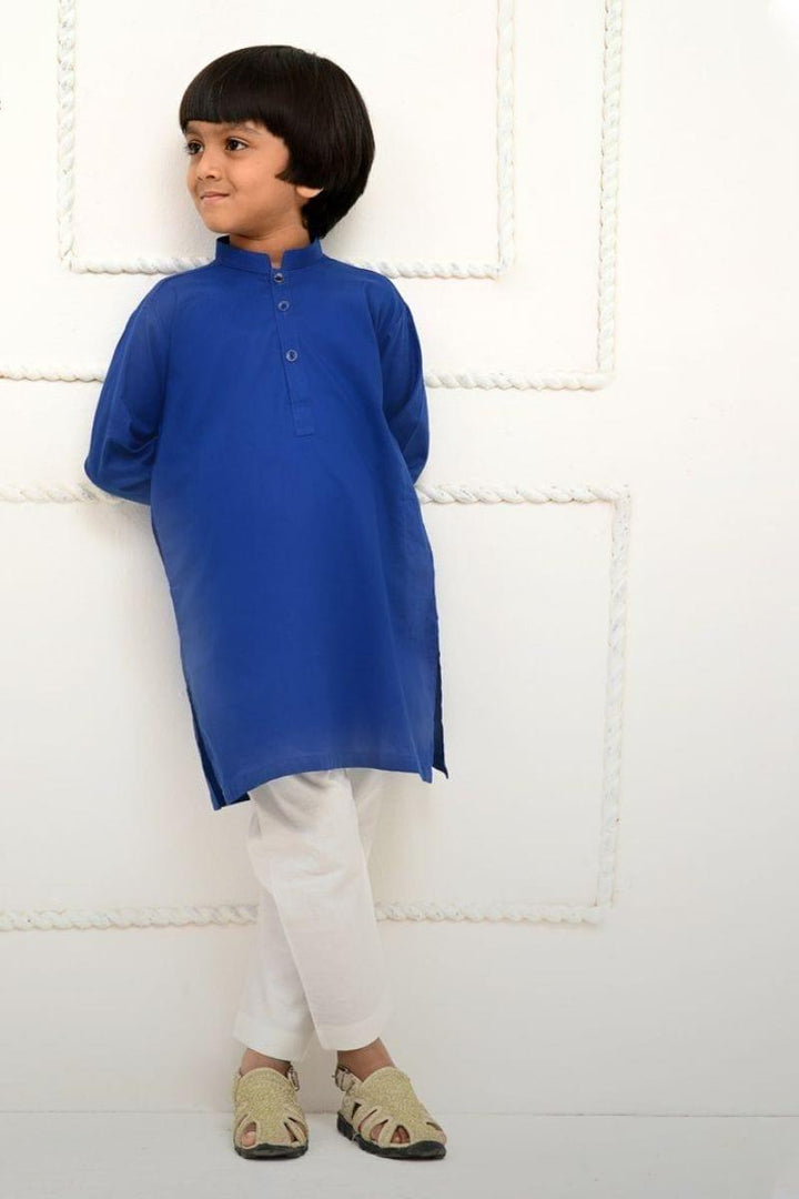 Mom4Little - Electric Blue and white kurta pajama