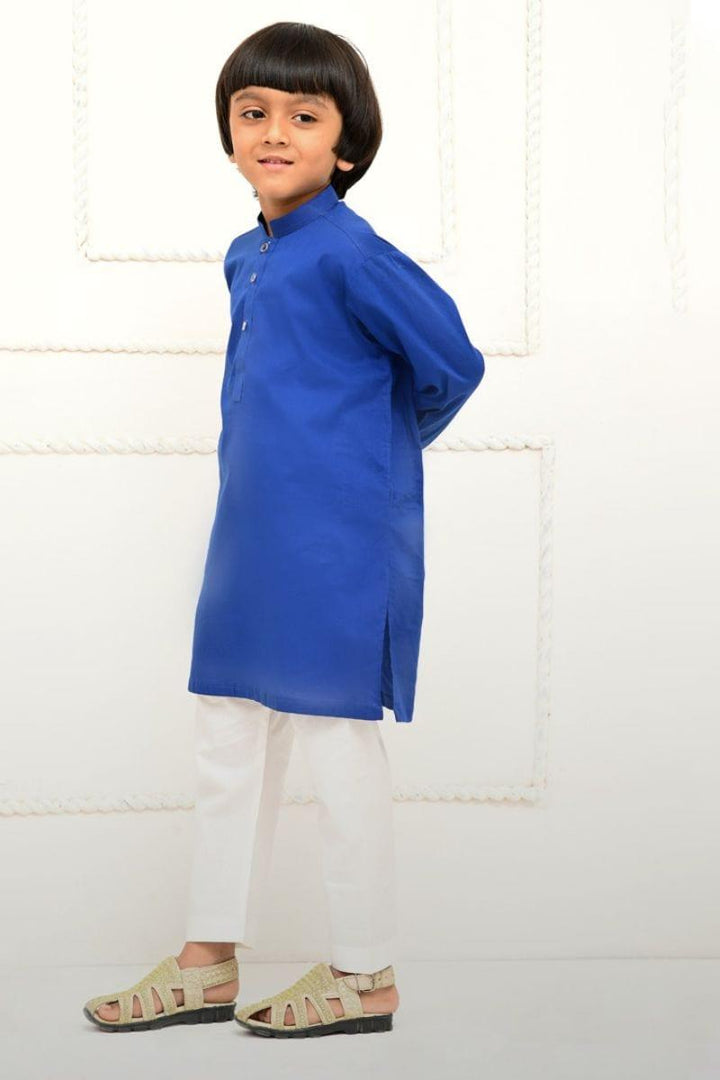 Mom4Little - Electric Blue and white kurta pajama