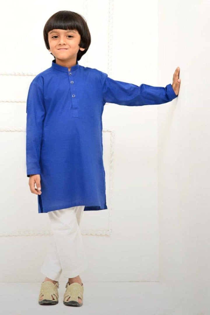 Mom4Little - Electric Blue and white kurta pajama