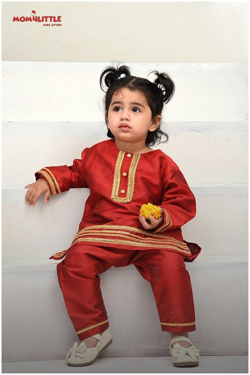 Mom4Little - Anarkali Set - Red & Maroon - 3 Piece - Studio by TCS