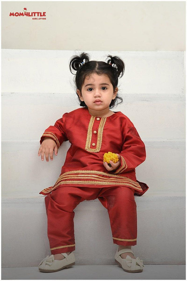 Mom4Little - Anarkali Set - Red & Maroon - 3 Piece - Studio by TCS