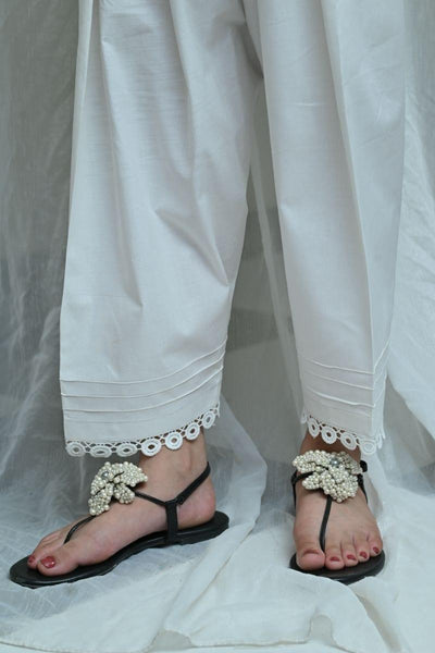 Woven Design Lace Detailing Kurta With Trouser & Dupatta – Inddus.com