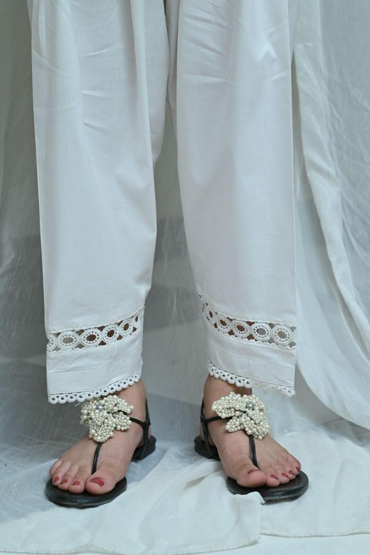 Mom's White Pants with matching Lace - MFL-101 - Studio by TCS