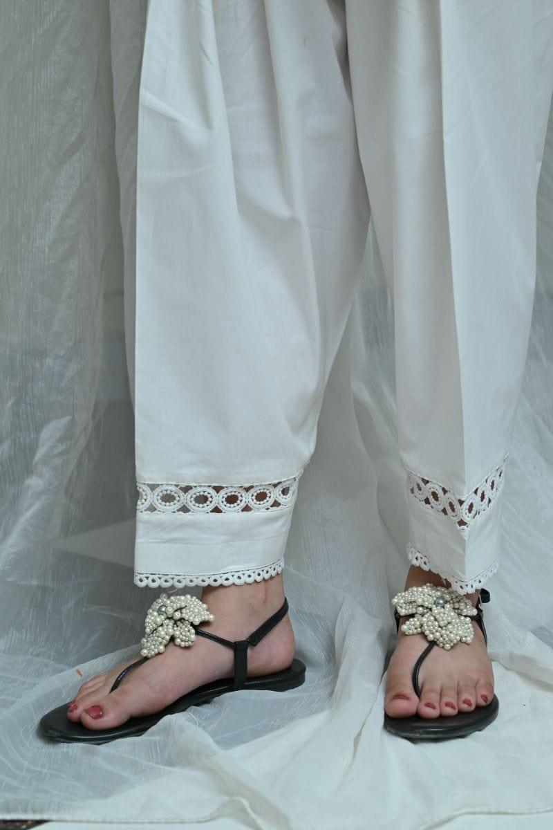 Mom's White Pants with matching Lace - MFL-101 - Studio by TCS