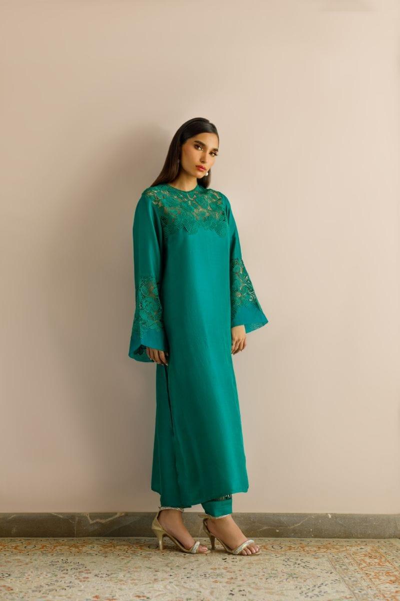 Deepak Perwani - Kut266 - Luxe Green - Raw Silk - 2 Piece - Studio by TCS