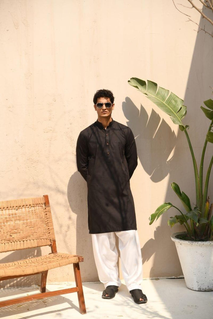 TKMANN - Raven Black Cotton Kurta - Cotton - 1 Piece - Studio by TCS