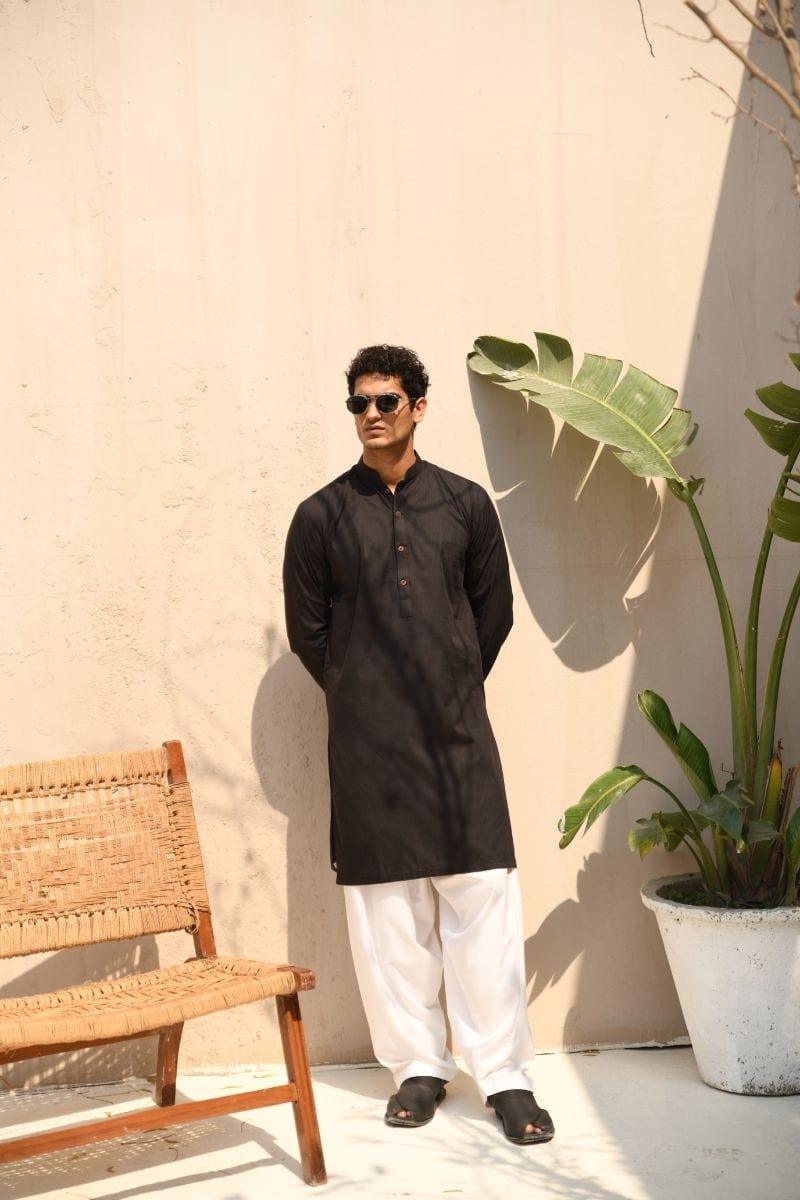 TKMANN - Raven Black Cotton Kurta - Cotton - 1 Piece - Studio by TCS