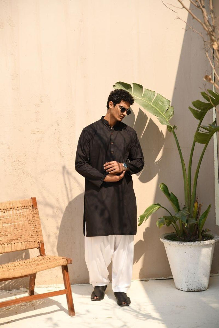 TKMANN - Raven Black Cotton Kurta - Cotton - 1 Piece - Studio by TCS