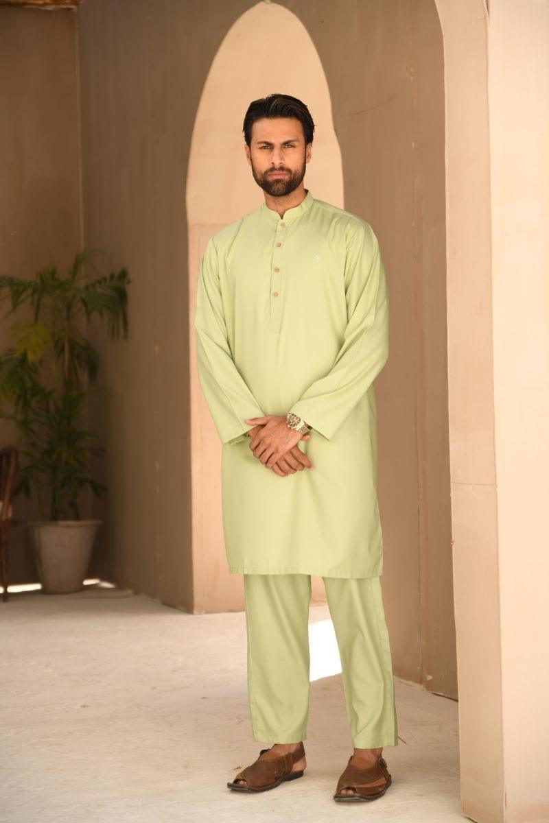 TKMANN - Pistachio Eastern Suit - Kurta & Pajama - Silk Cotton - 2 Piece - Studio by TCS