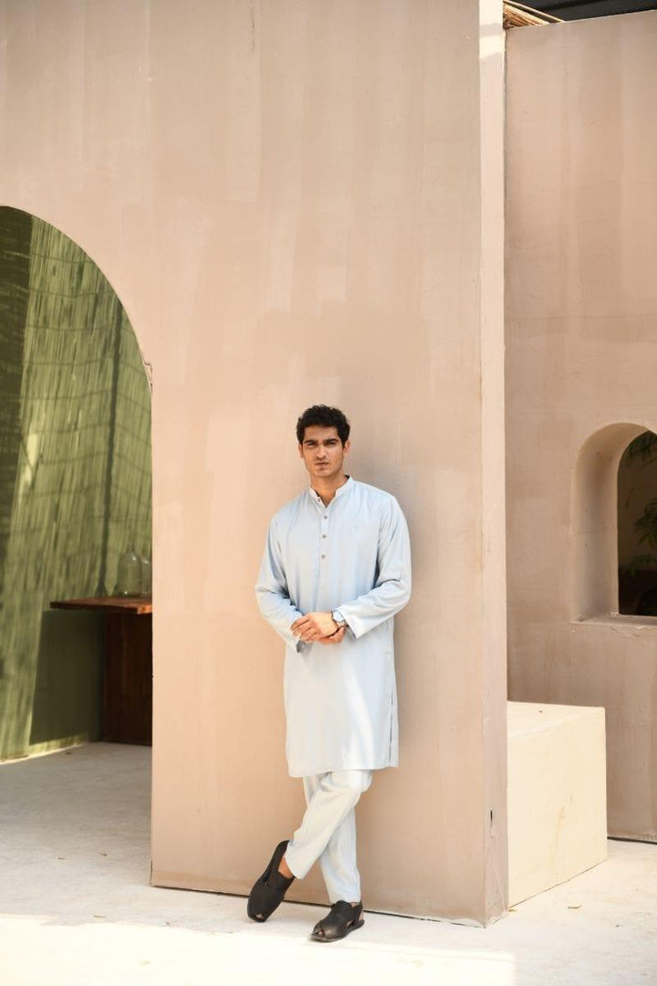 TKMANN - Sky Blue Eastern Suit - Kurta & Pajama - Silk Cotton - 2 Piece - Studio by TCS