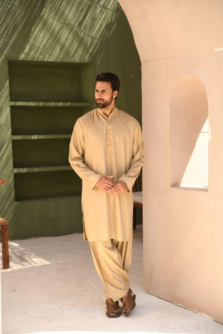 TKMANN - Cinnamon Eastern Suit - Kurta & Shalwar - Silk Cotton - Light Brown - 2 Piece - Studio by TCS