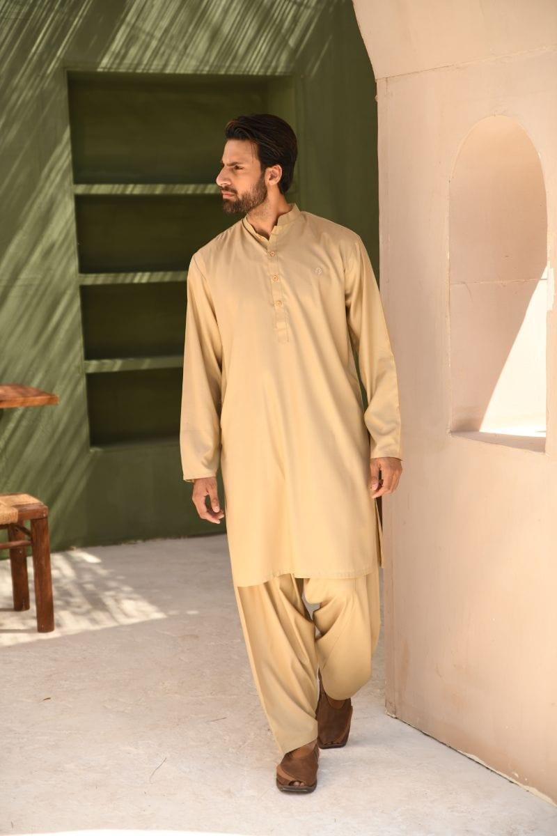 TKMANN - Cinnamon Eastern Suit - Kurta & Shalwar - Silk Cotton - Light Brown - 2 Piece - Studio by TCS