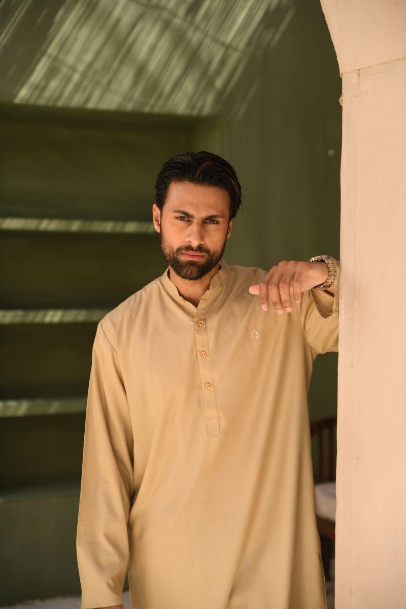 TKMANN - Cinnamon Eastern Suit - Kurta & Shalwar - Silk Cotton - Light Brown - 2 Piece - Studio by TCS