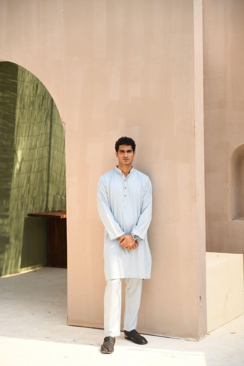 TKMANN - Silver Grey Eastern Suit - Kurta & Pajama - Silk Cotton - 2 Piece - Studio by TCS