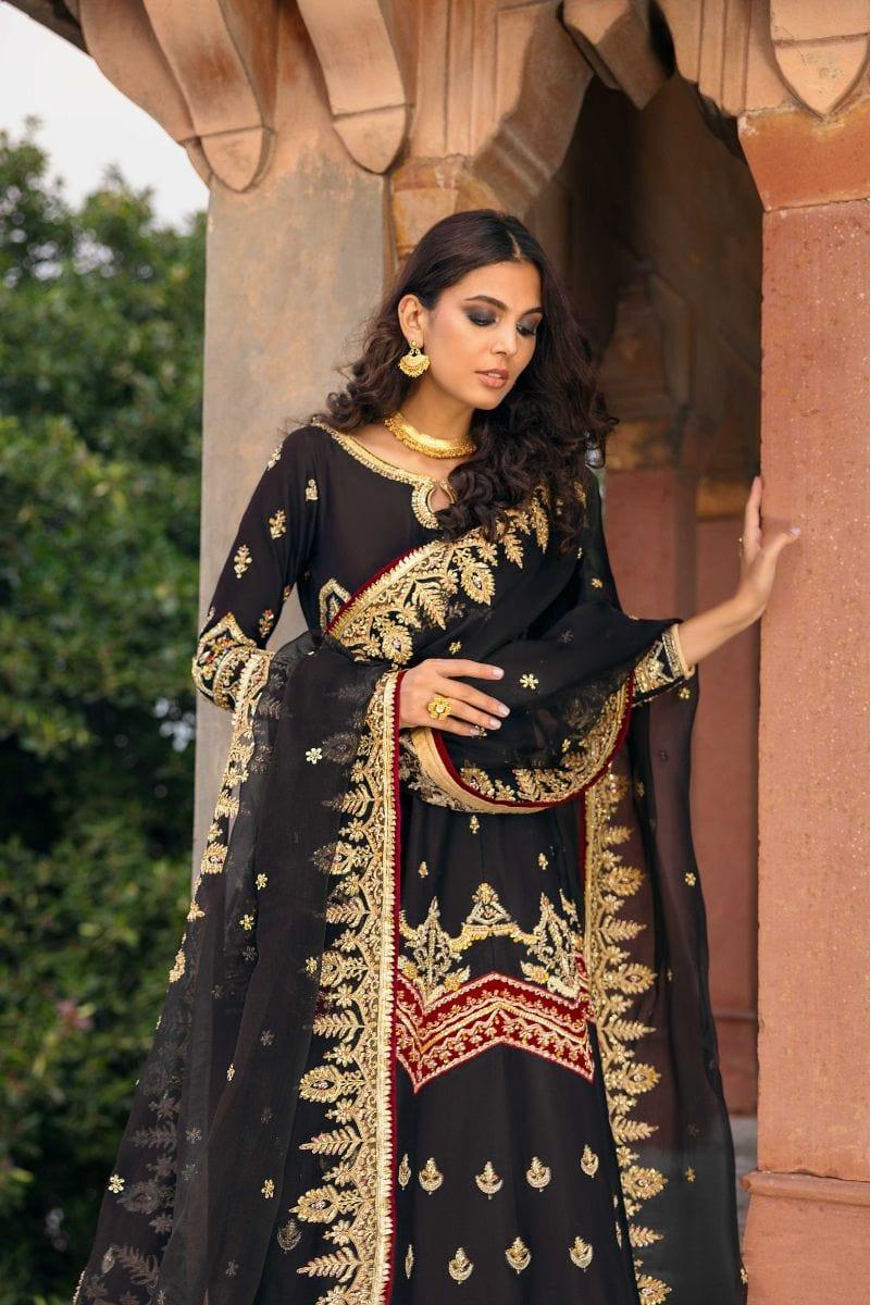 Basit Sipra - MUMTAZ MAHAL D02 - Silk & Organza - black  - 2 Piece - Studio by TCS