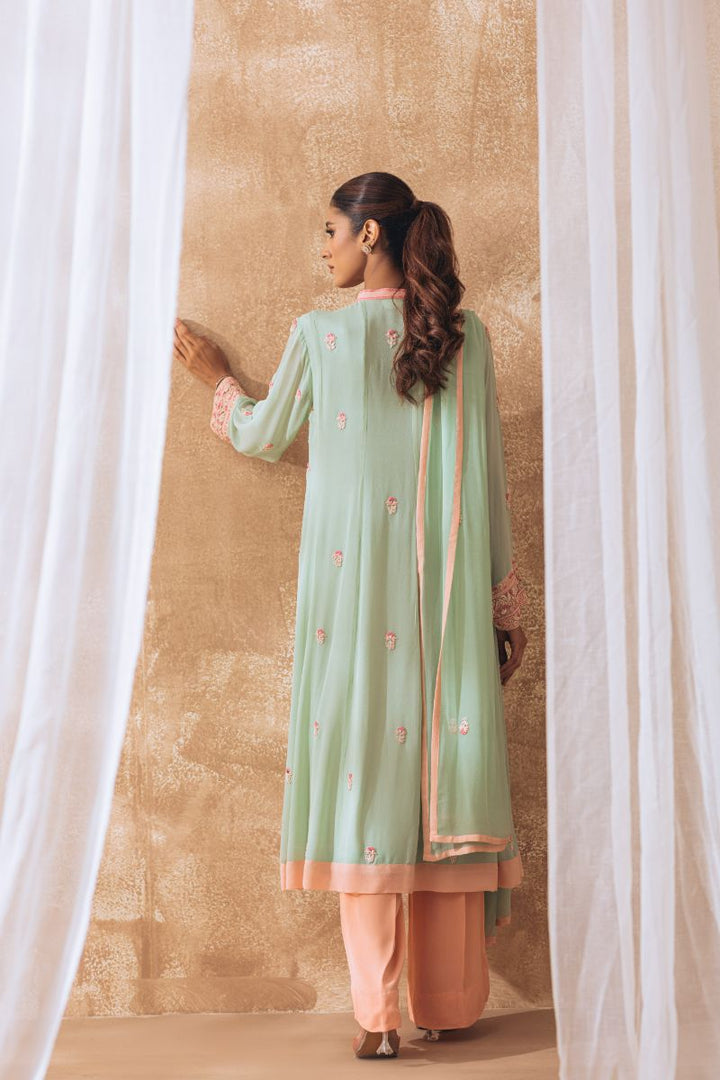 Khayal by Shaista Hasan - Minted Rose - Pure Georgette - 3 Piece