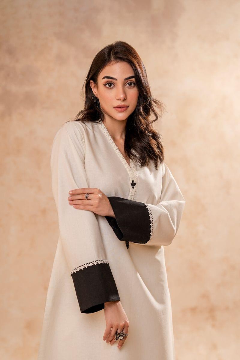 Fozia Khalid - Monochrome Tunic with Trouser - Cotton - 2 Piece - Studio by TCS